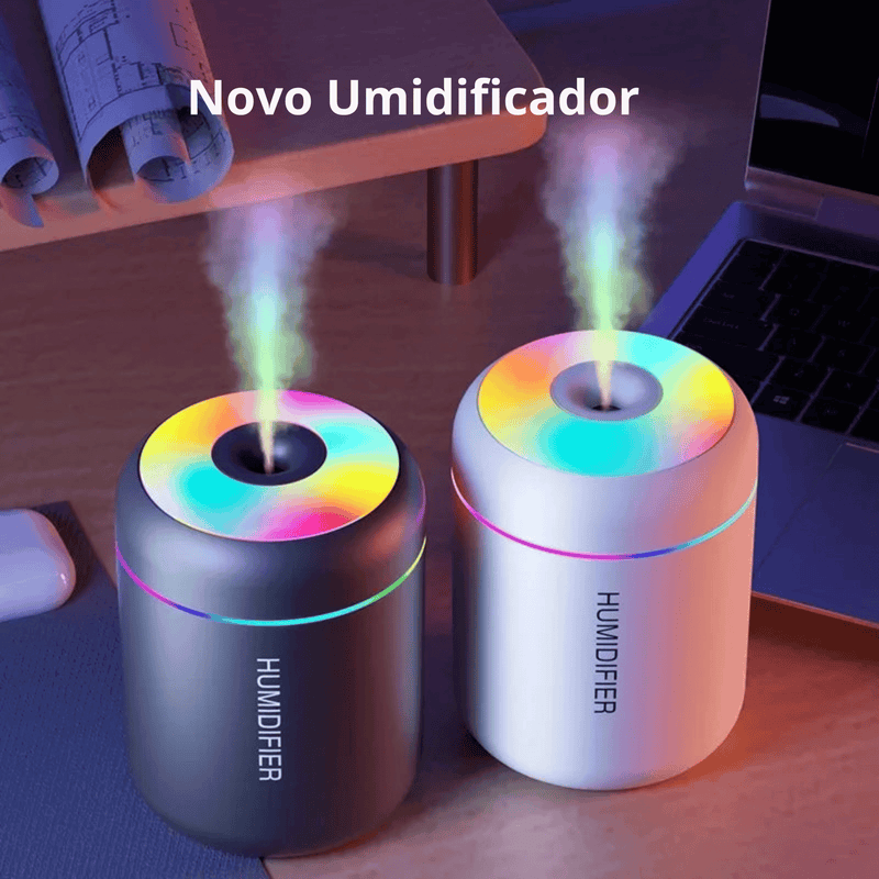 Umidificador e Difusor de Aromas Mini 180ML com Luzes - Portátil USB