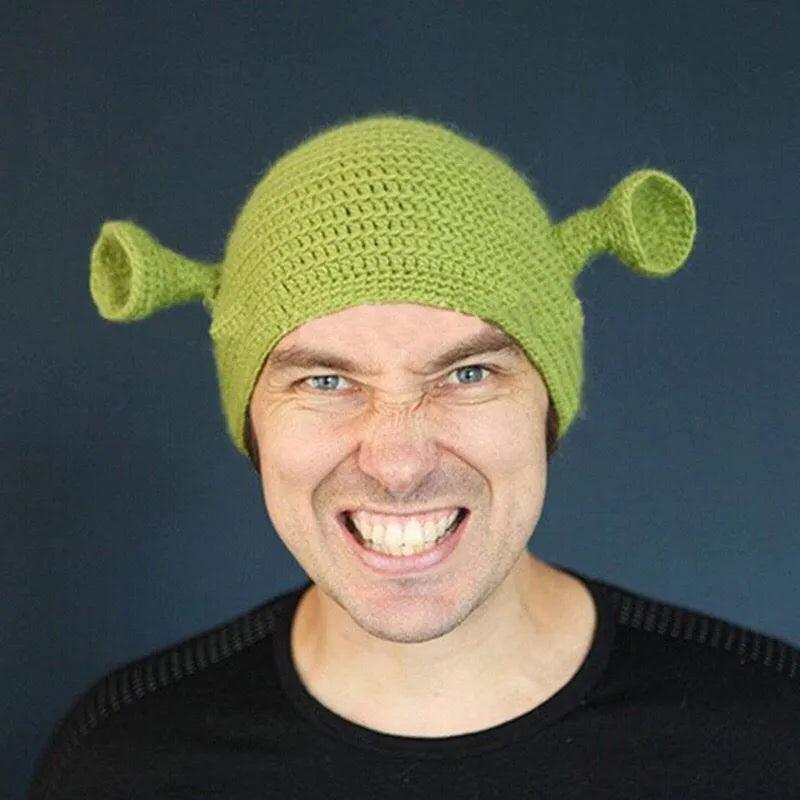 Gorro Divertido Monstro Shrek de Lã - Feito à Mão