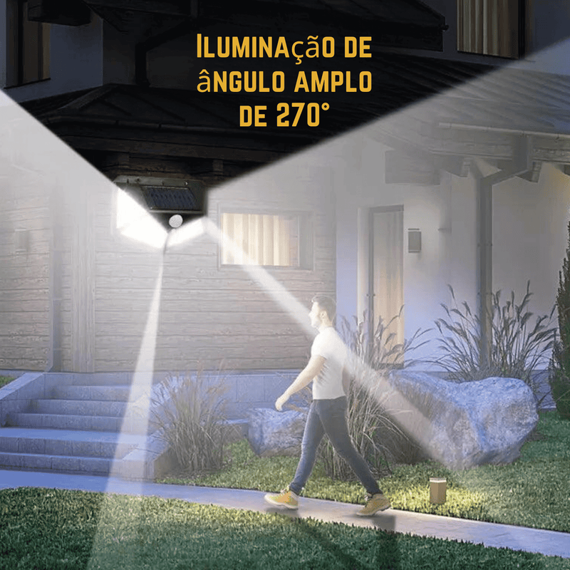 Lâmpada Solar SunPower100 com Sensor de Movimento - Iluminação 360° e Resistência à Água.