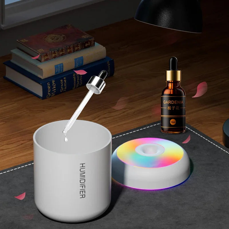 Umidificador e Difusor de Aromas Mini 180ML com Luzes - Portátil USB